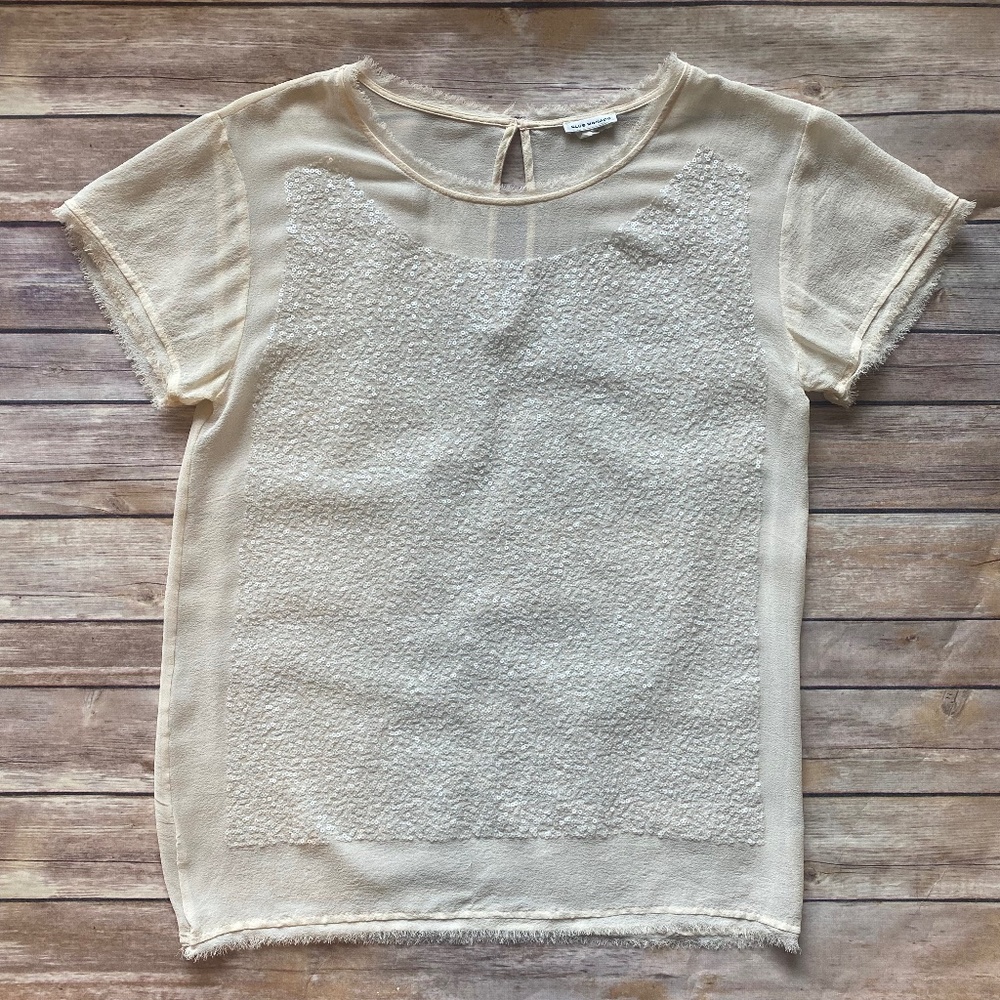 Club Monaco Sheer Sequin Front Blouse